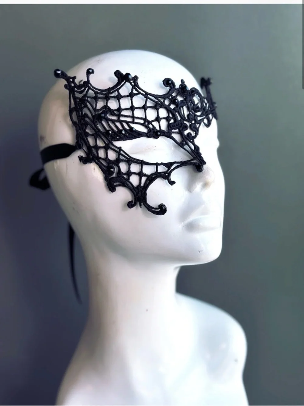 Black Lace Venetian Style Eye Mask